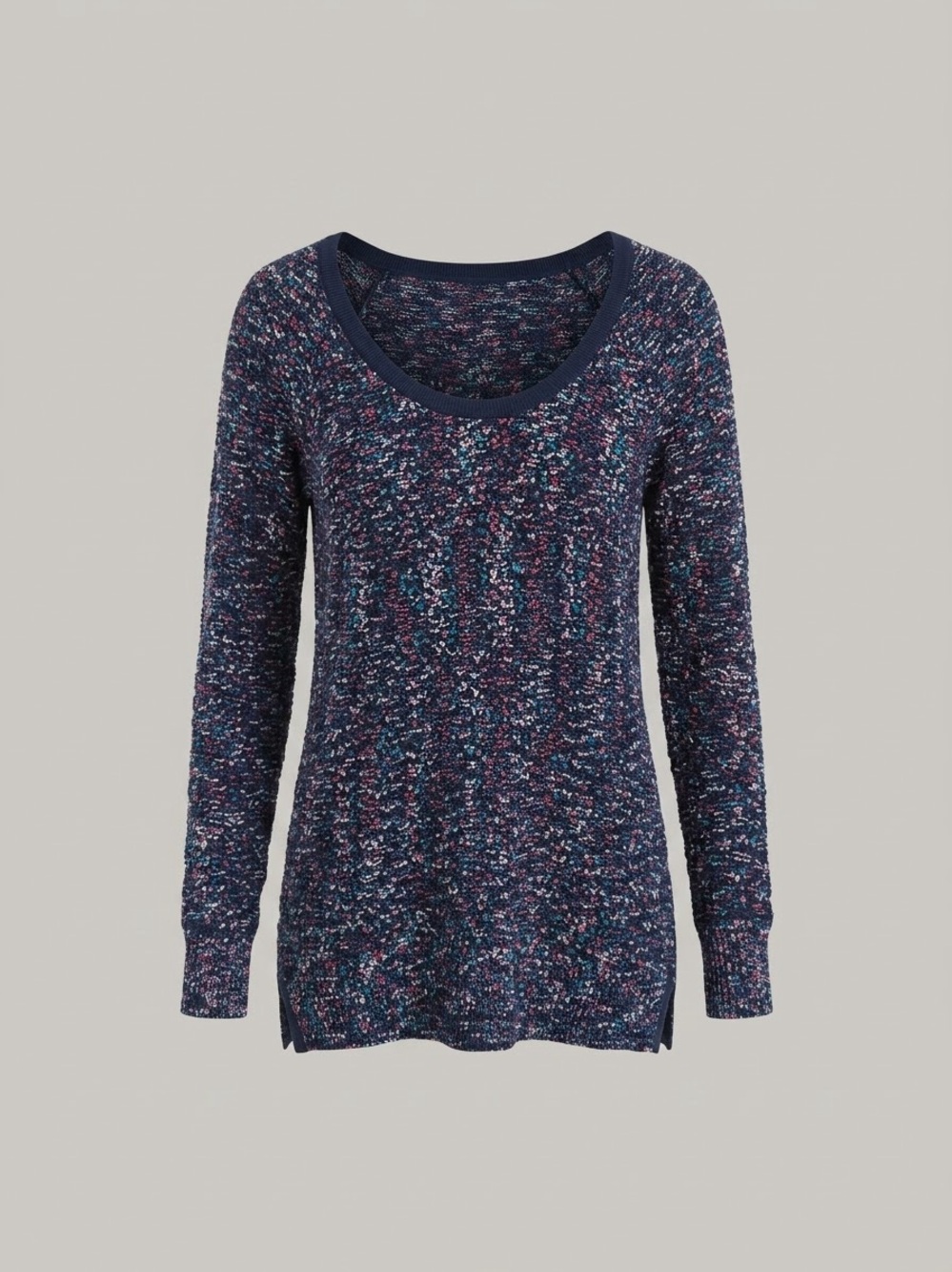 We The Free Navy Multicolor Scoop Neck Knit Sweater